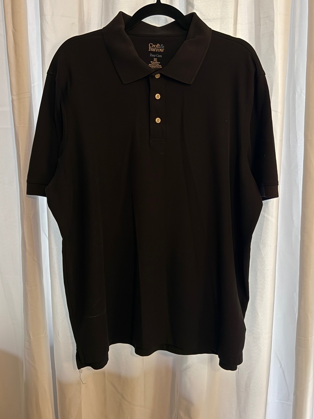 croft & barrow Men's Black Polo with Three-Button Placket